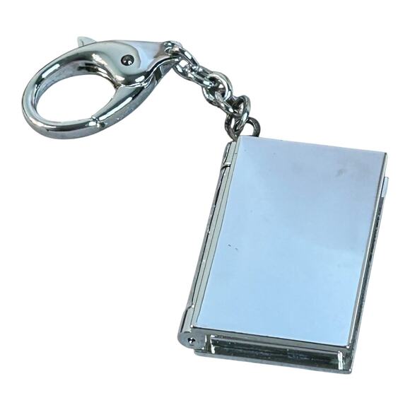 Mirrored Book Shape Two Photo Locket Keychain - Picture 2 of 4